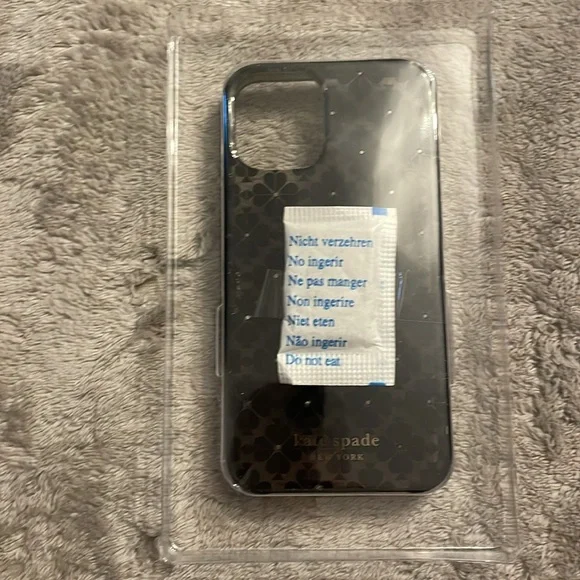 Kate Spade iPhone 12 Mini Case Black Hearts Clear NIB - Picture 3 of 3